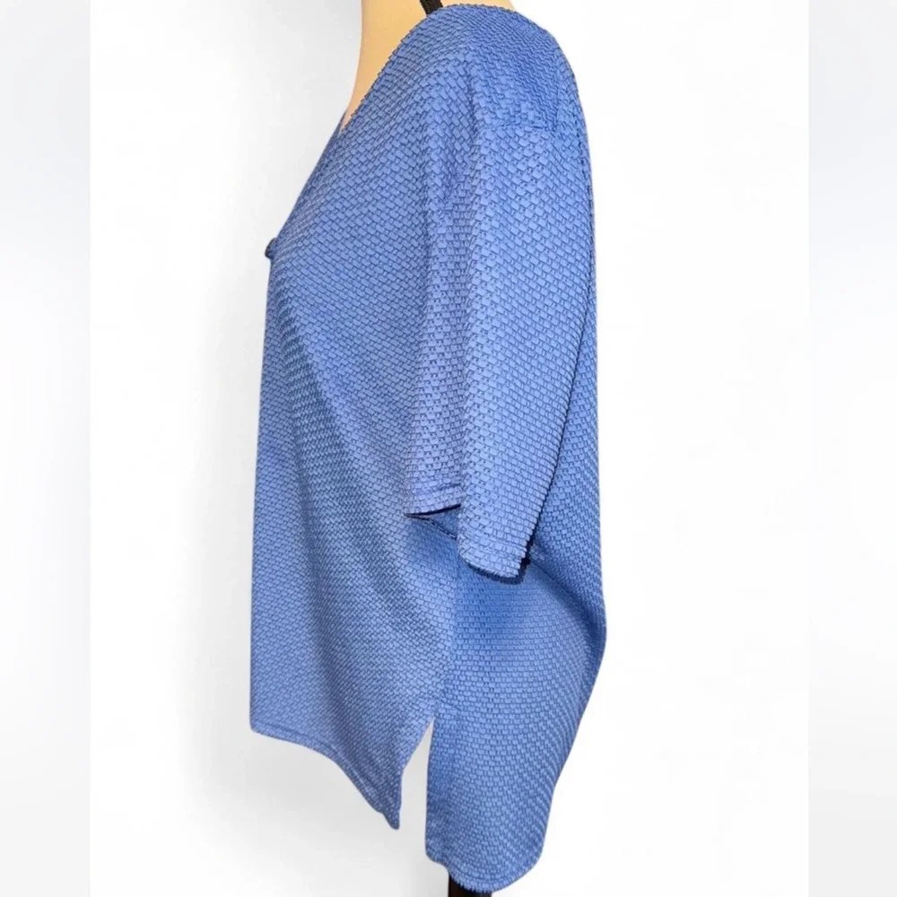 Kathie Lee Collection Blue Buttoned Short Sleeve Blouse-size Large. 12/14 - Picture 3 of 8